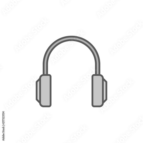 Headphones simple gray icon. Vector headphone concept sign 
