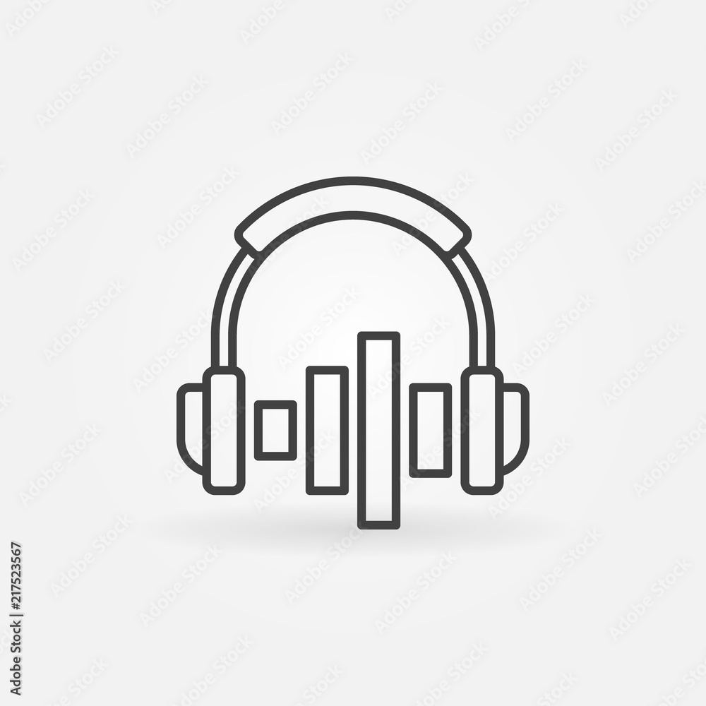 On-ear headphones with equalizer vector line icon On-ear headphones with equalizer vector line icon
