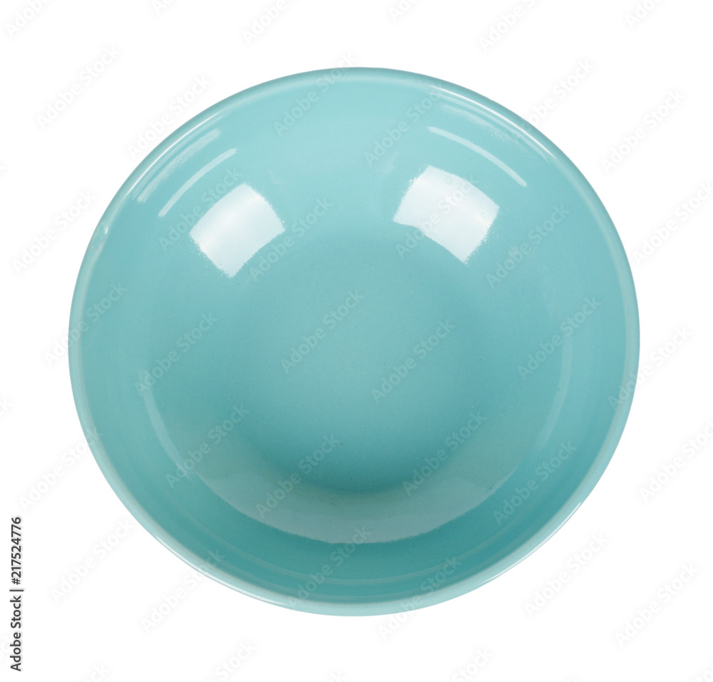 Blue empty ceramic bowl isolated on white background Blue empty ceramic bowl isolated on white background