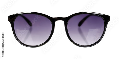 Stylish plastic sunglasses isolated on white background