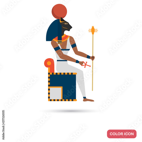 Bastet goddess color flat icon for web and mobile design