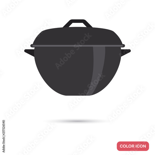 Saucepan for quench color flat icon for web and mobile design