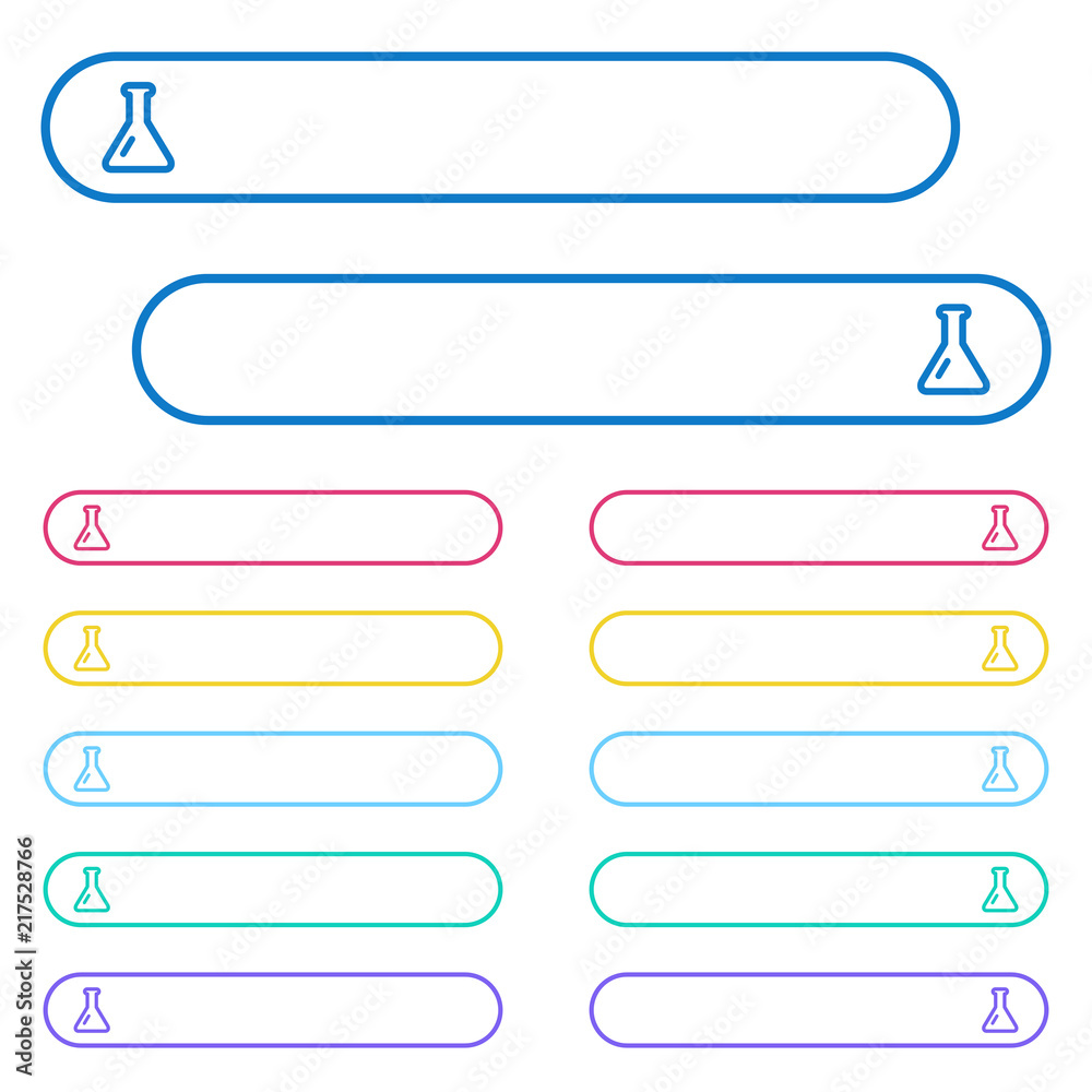 Empty flask icons in rounded color menu buttons