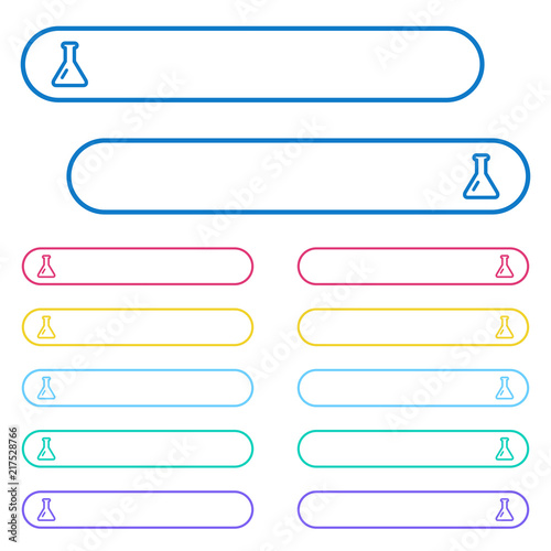 Empty flask icons in rounded color menu buttons