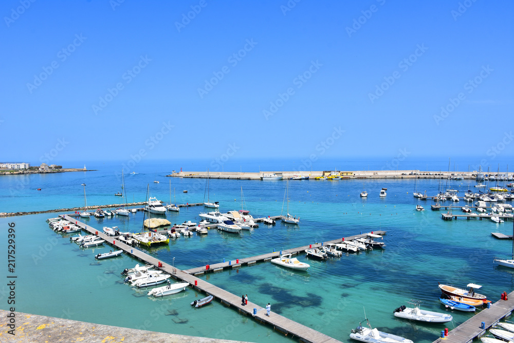 Italy, Otranto,  port, view and details.