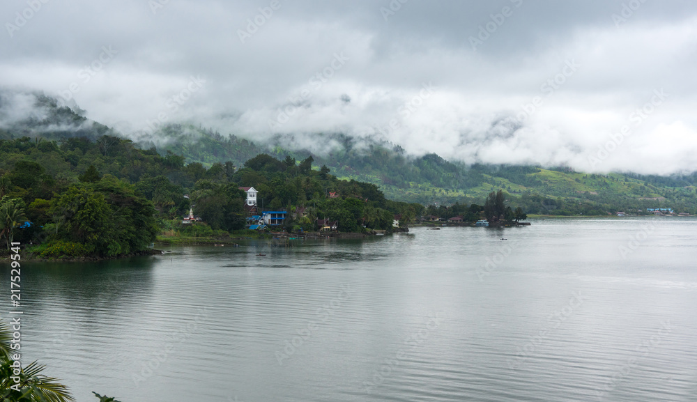 View of island Samosir on Lake Toba