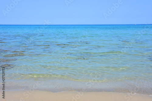 Italy, Otranto, tourist resort with beautiful sandy coastline and clean sea.