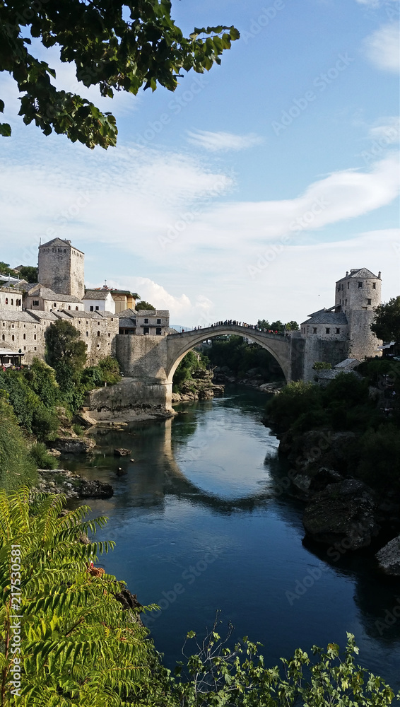 View on the Mostar bridge from the river