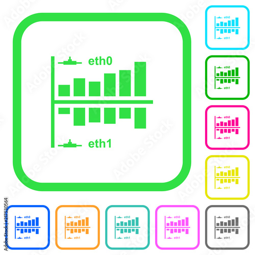 Network statistics vivid colored flat icons