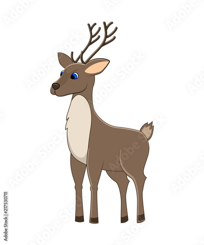 Cute cartoon reindeer. Arctic animal. Vector illustration. Isolated on white