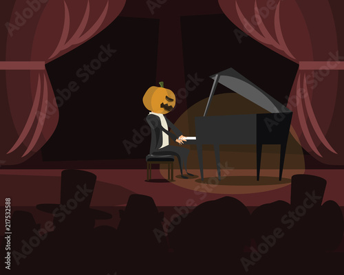pumkin piano on state vector illustration  