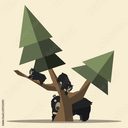 bears and trees vector illustration 