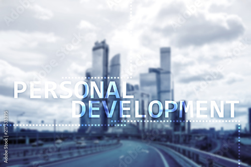 Personal development and growth concept of double exposure background.