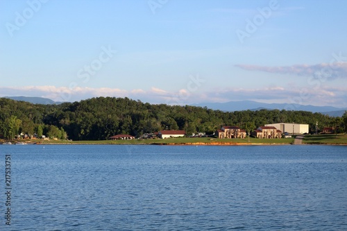A view of a lake community in the mountains of Tennessee