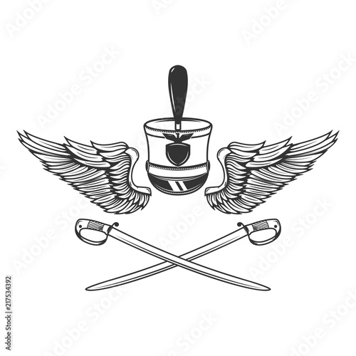 Εκτύπωση καμβά Emblem template with sabers,wings, hussar hat