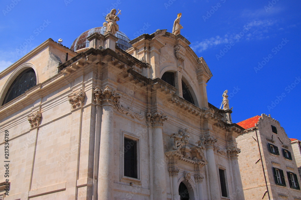 Baroque Church of Saint. Błażej in Dubrovnik on Luža Square. - obrazy, fototapety, plakaty 