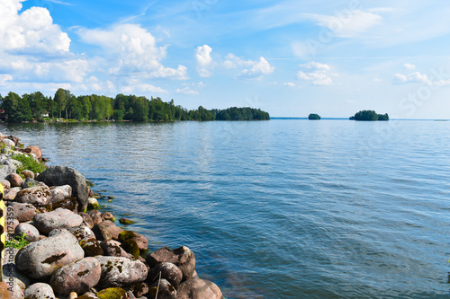 Lake Pyhäjärvi is a large lake found in Finland. This view is seen from the shore of Katismaa Island in Säkylä, Finland.