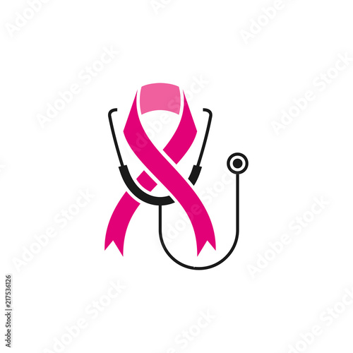 women breast cancer logo. diagnosis with stethoscope