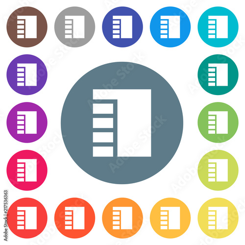 Vertical tabbed layout active flat white icons on round color backgrounds