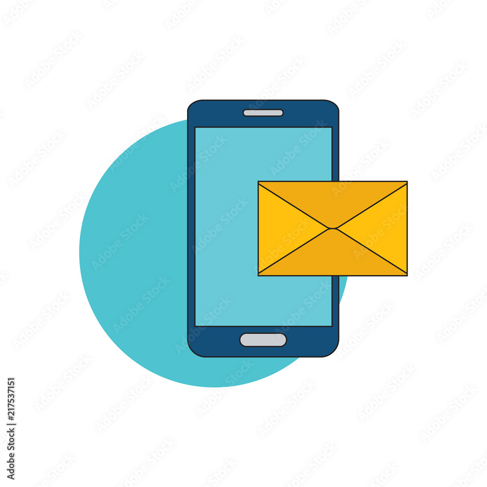 Notification of a new email on your mobile phone or smartphone. Mail icon. Flat vector illustration isolated on white background. Notification of a new email on your mobile phone or smartphone. Mail icon. Flat vector illustration isolated on white background.