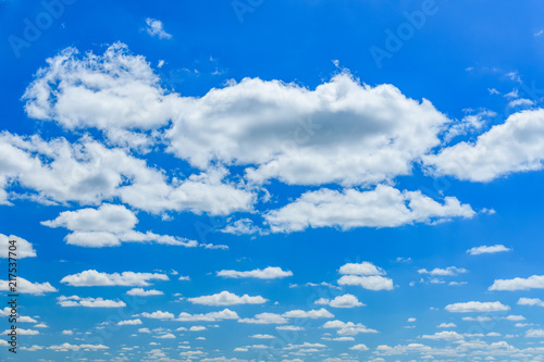 White fluffy clouds in deep blue sky