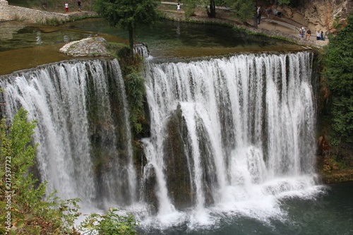 Jajce Waterfall in Jajce impressive 21m-high waterfalls form where the Pliva River tumbles abruptly into the Vrbas Rivers.