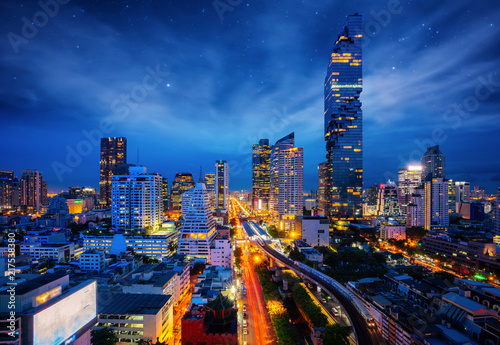Bangkok city night view from Silom Business center