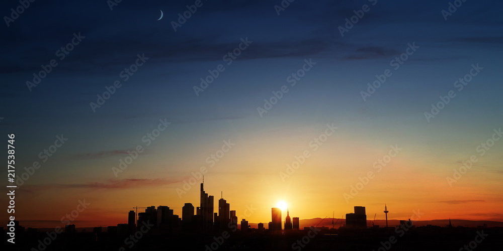 Skyline Silhouette der Stadt Frankfurt am Main