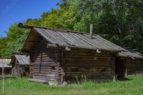 Traditional Ukrainian  ancient wooden barn or shed