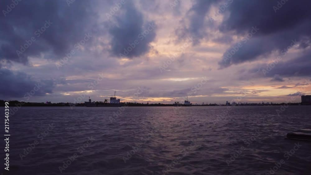 Purple look of river with cloudy sky in Samutprakan, Thailand Purple look of river with cloudy sky in Samutprakan, Thailand