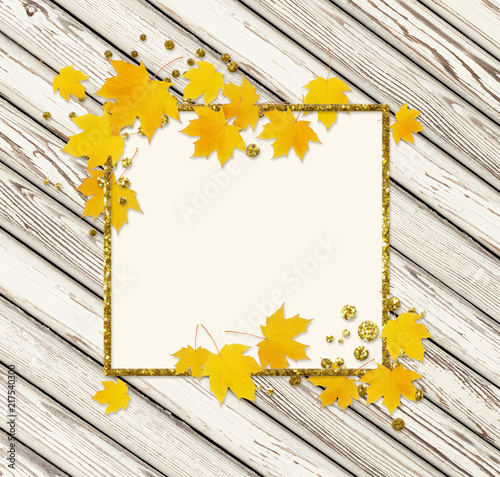 Autumn maple twig with yell...