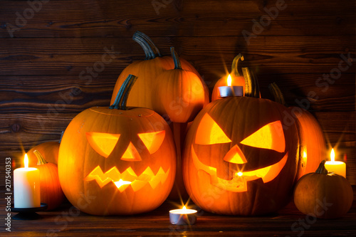Halloween pumpkin and candles