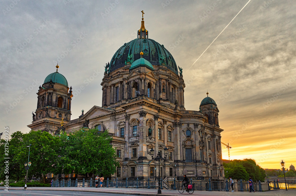 Stunning view of the Berlin Cathedral at sunset