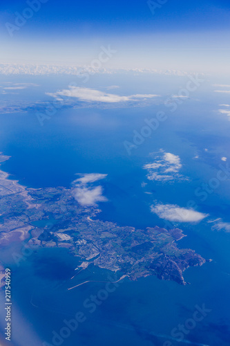 aerial view of the coast of Wales and England