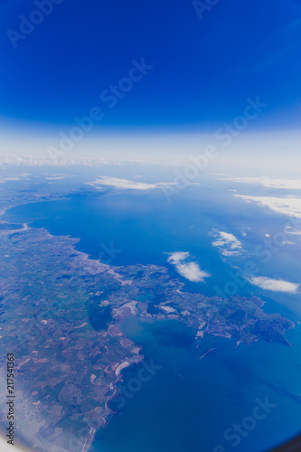 aerial view of the coast of Wales and England