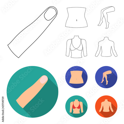 Finger, female feet, female, bust. Part of the body set collection icons in outline,flat style vector symbol stock illustration web.