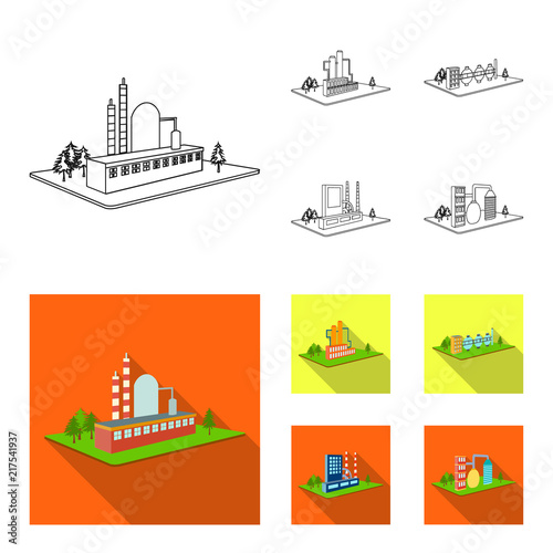 Processing factory,metallurgical plant. Factory and industry set collection icons in outline,flat style isometric vector symbol stock illustration web.