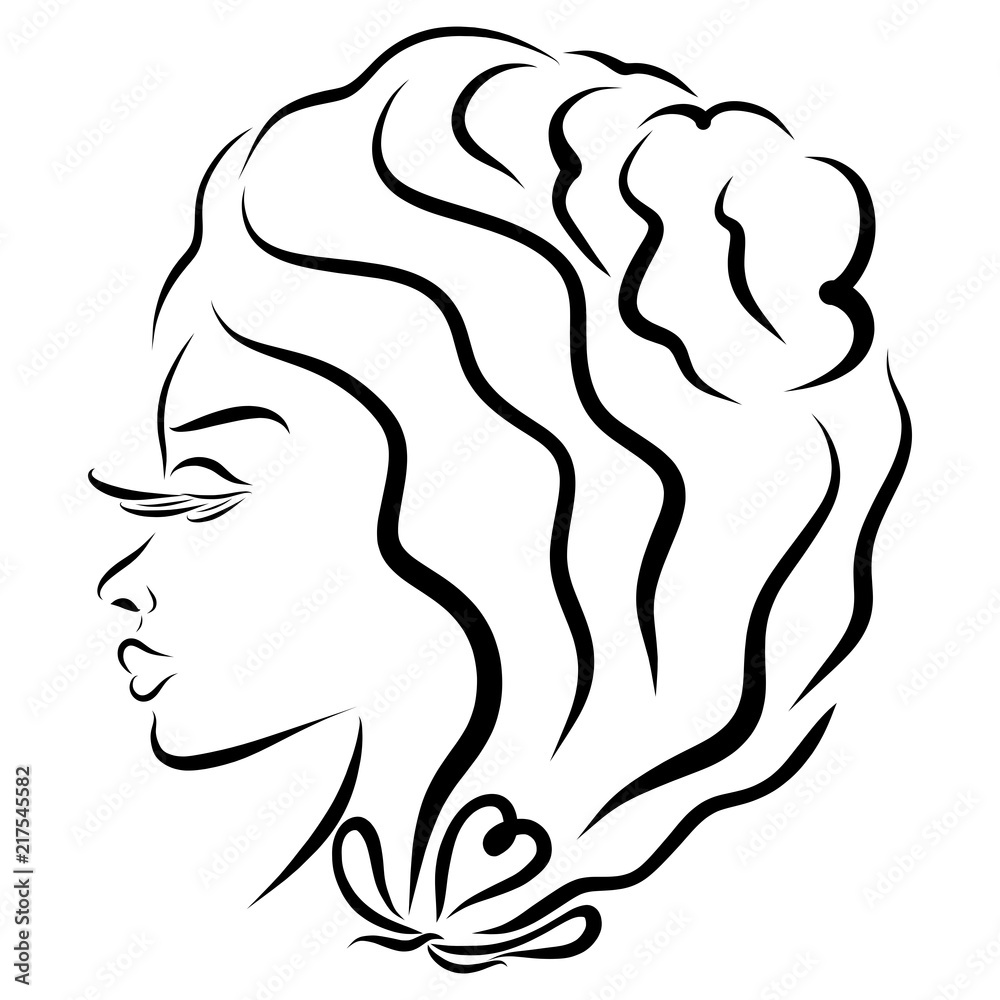 Charming woman with beautiful wavy hair, head