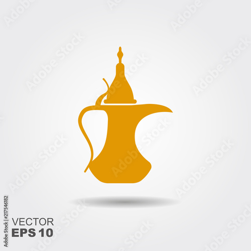 Traditional arabic coffee pot. Flat vector icon
