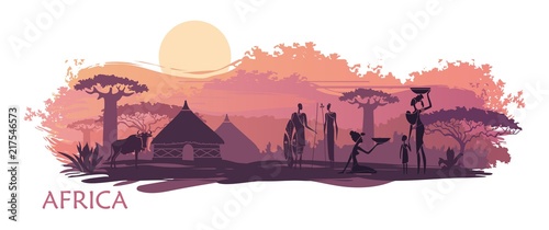 Background with landscape of South Africa. Background with landscape of South Africa. Vector illustration