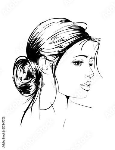 beauty girl face on a white background. Fashion girl. Vector illustration