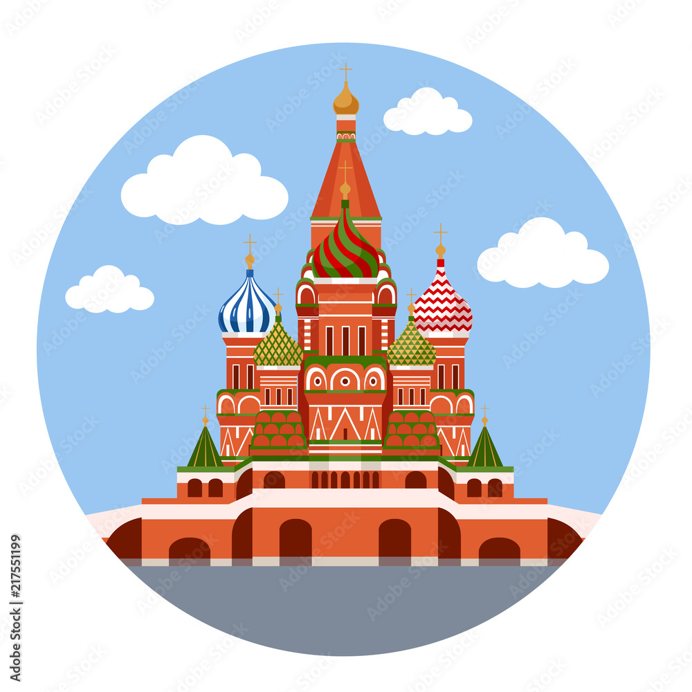 Saint Basil Cathedral. Moscow. Vector flat illustration