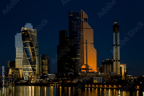 MOSCOW/Russia - AUGUST 12, 2018: Moscow city (Moscow International Business center , sunrise begins