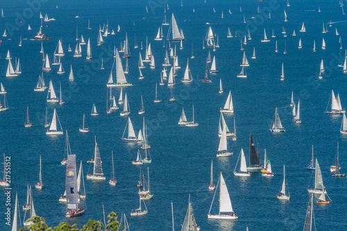 Trieste, Italy - Europe - October, 8th, 2017 - More than 2100 vessels are racing during the 49th "Barcolana" Regatta on the Adriatic Sea.