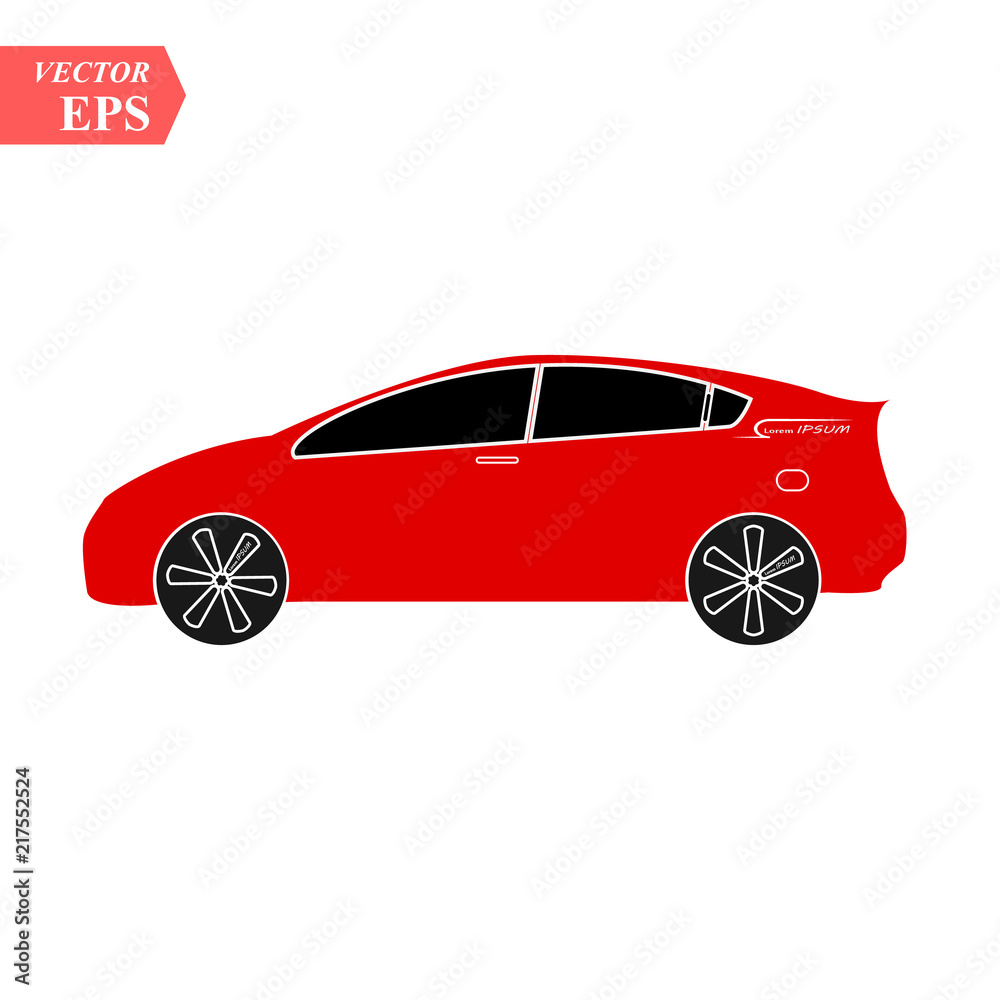 Red Car vector icon. Isolated simple front car logo illustration. Sign