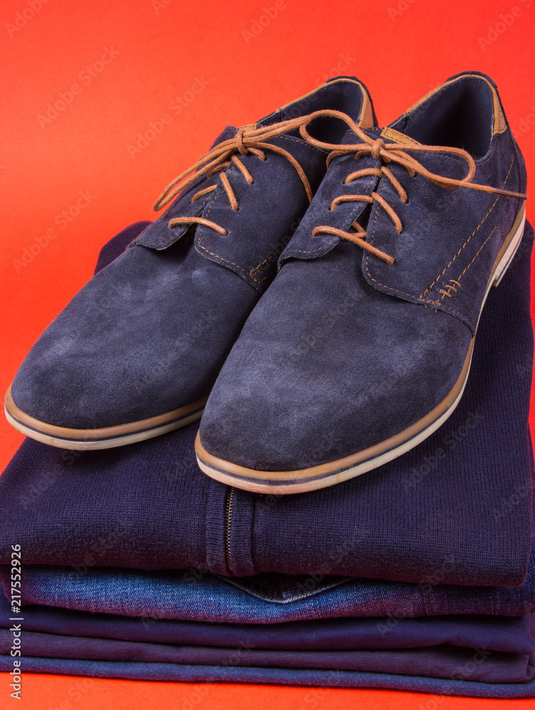 Men's fashion. A pair of elegant blue men's shoes. Men's fashion. A pair of elegant blue men's shoes.