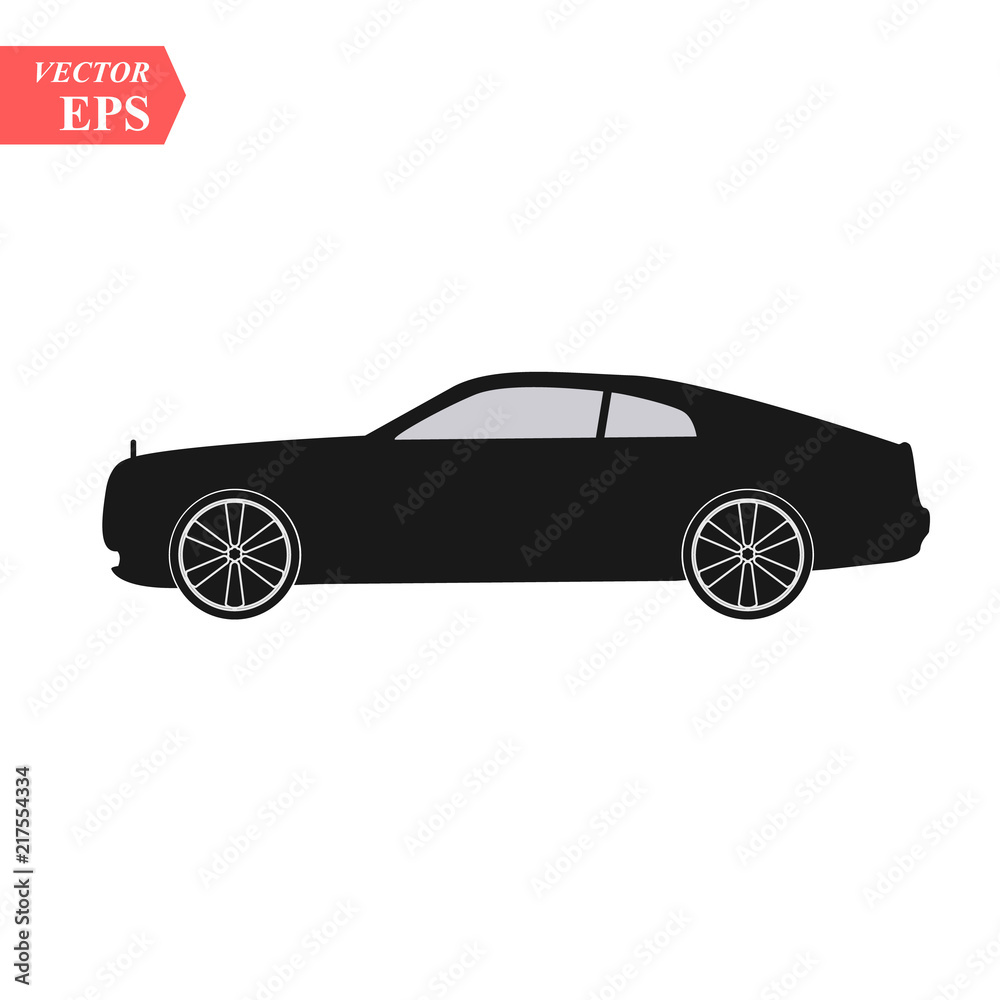 Luxury car icon. Super car design concept. Unique modern realistic art. Generic luxury automobile. Car presentation side view eps10