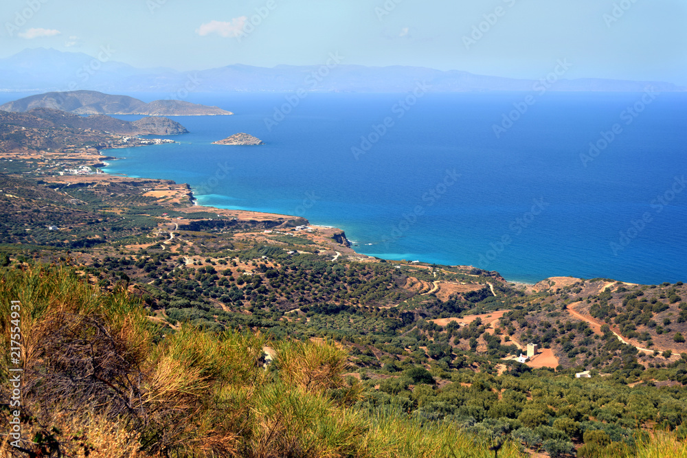 Coast of Crete in summer sea, beautiful view on the coastline