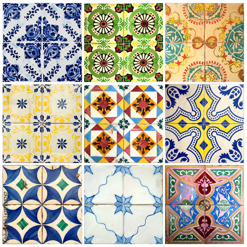 Collection of colorful patterns tiles