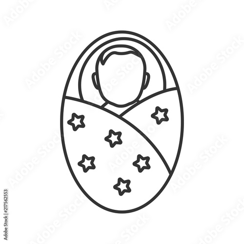 Swaddled baby linear icon